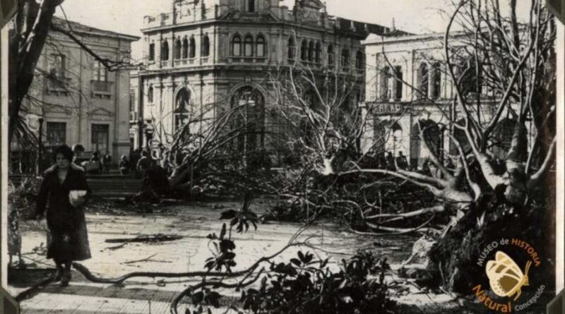 Centro de Concepción afectado por tornado en 1934